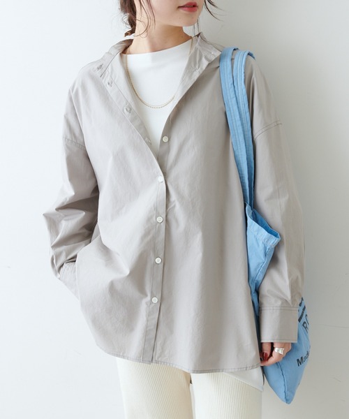 PUAL CE CIN（ピュアルセシン）の「塩縮加工タイプライターブラウス（シャツ/ブラウス・レディース・ホワイト/グレイッシュベージュ/チャコール・FREE）」の3枚目の写真