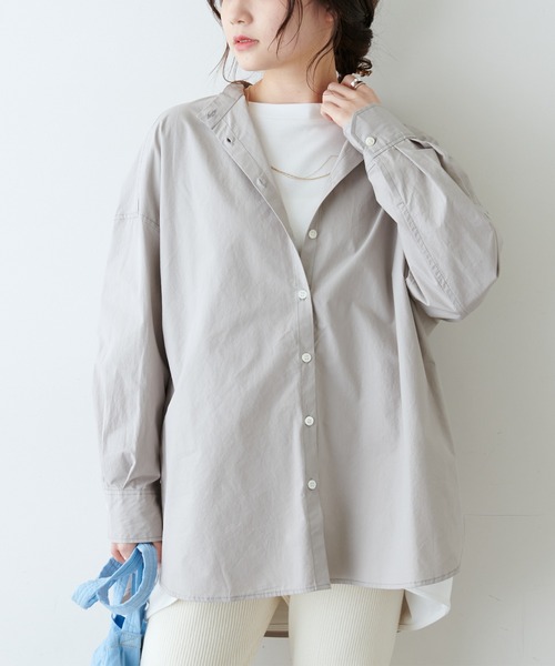 PUAL CE CIN（ピュアルセシン）の「塩縮加工タイプライターブラウス（シャツ/ブラウス・レディース・ホワイト/グレイッシュベージュ/チャコール・FREE）」の6枚目の写真