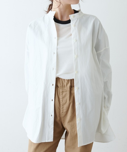 PUAL CE CIN（ピュアルセシン）の「塩縮加工タイプライターブラウス（シャツ/ブラウス・レディース・ホワイト/グレイッシュベージュ/チャコール・FREE）」の13枚目の写真