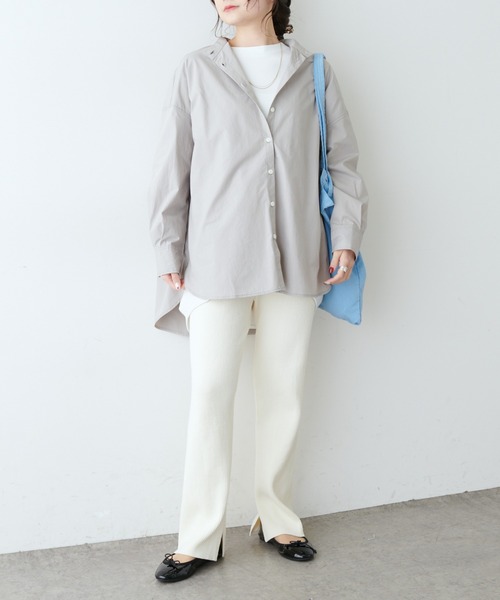 PUAL CE CIN（ピュアルセシン）の「塩縮加工タイプライターブラウス（シャツ/ブラウス・レディース・ホワイト/グレイッシュベージュ/チャコール・FREE）」の7枚目の写真