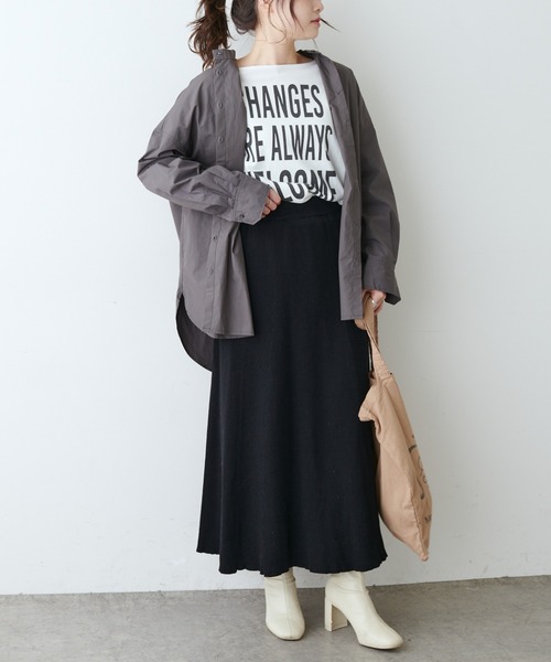 PUAL CE CIN（ピュアルセシン）の「塩縮加工タイプライターブラウス（シャツ/ブラウス・レディース・ホワイト/グレイッシュベージュ/チャコール・FREE）」の12枚目の写真