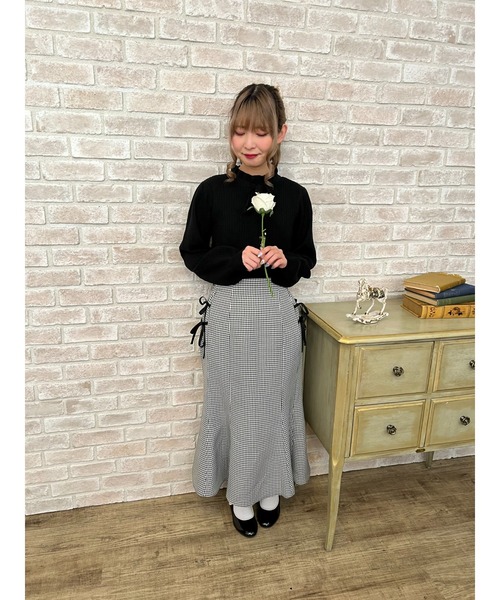 希少axes femmeビッグリボン　フリルトップス　重ね着風ニット　リズリサ系 希少axes femmeビッグリボン フリルトップスリズリサ姫系 長袖