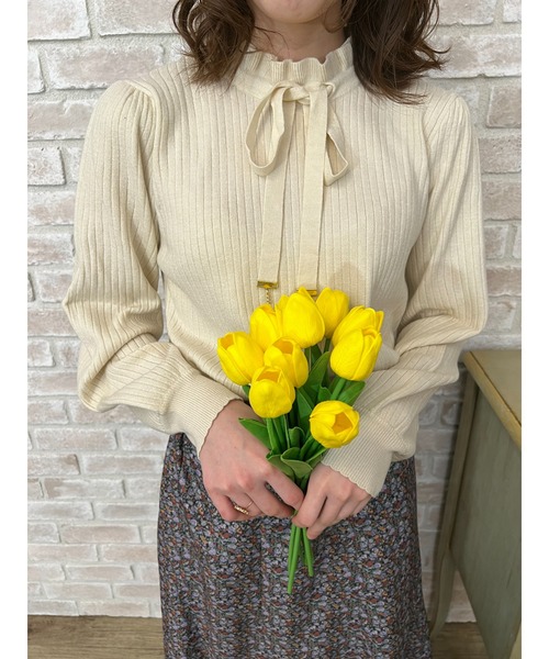 axes femme（アクシーズファム）の「リボン付きニット（ニット/セーター・レディース・ミント/キナリ/ブラック・FREE）」の7枚目の写真