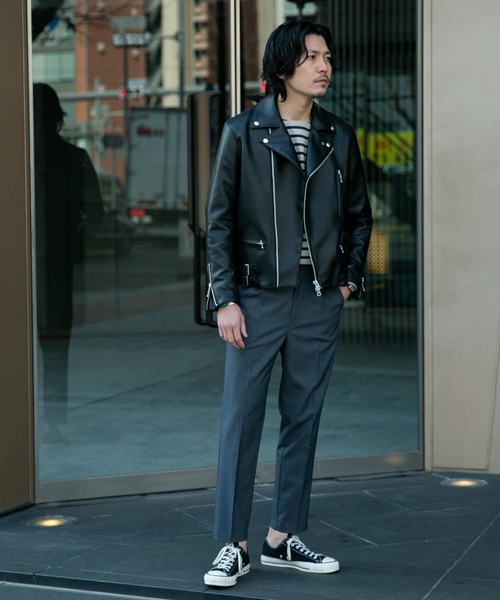 URBAN RESEARCH ROSSO MEN（アーバンリサーチロッソメン）の「『XLサイズあり』フェイクレザーダブルライダースジャケット（ライダースジャケット・メンズ・ブラック・X-LARGE/MEDIUM/LARGE）」の5枚目の写真