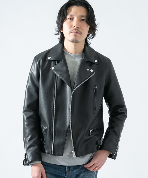 URBAN RESEARCH ROSSO MEN（アーバンリサーチロッソメン）の「『XLサイズあり』フェイクレザーダブルライダースジャケット（ライダースジャケット・メンズ・ブラック・X-LARGE/MEDIUM/LARGE）」の7枚目の写真