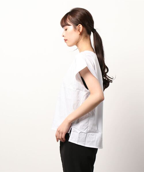 Q（キュー）の「バックタックシルケットトップス（Tシャツ/カットソー・レディース・ブラック/アイボリー/エメラルド/グレイッシュベージュ/マスタード・MEDIUM）」の20枚目の写真