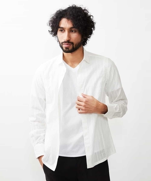 MICHEL KLEIN HOMME (ミッシェルクランオム)の「ベーシックホワイトシャツ(シャツ/ブラウス・メンズ・ホワイト/ライトグレー・MEDIUM/LARGE/X-LARGE)」の2枚目の写真