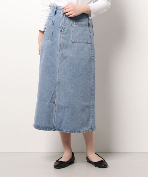urge:(アージコロン )の「【URGE:】フロントスリット ロング デニムスカート(デニムスカート・レディース・ネイビー/ブルー・SMALL/MEDIUM/LARGE/X-LARGE)」の12枚目の写真