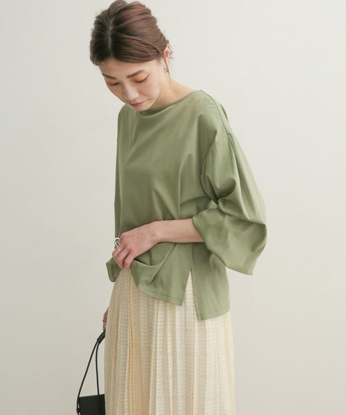 URBAN RESEARCH DOORS（アーバンリサーチドアーズ）の「タックスリーブボートネック（Tシャツ/カットソー・レディース・ブラック/オフホワイト/ライトカーキ・1）」の10枚目の写真