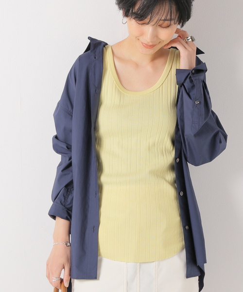 IENA（イエナ）の「スーピマランダムリブタンクトップ（タンクトップ・レディース・チャコールグレー/ホワイト/イエロー/ブラック・FREE）」の4枚目の写真