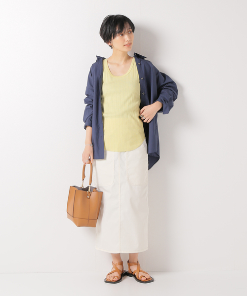 IENA（イエナ）の「スーピマランダムリブタンクトップ（タンクトップ・レディース・チャコールグレー/ホワイト/イエロー/ブラック・FREE）」の15枚目の写真