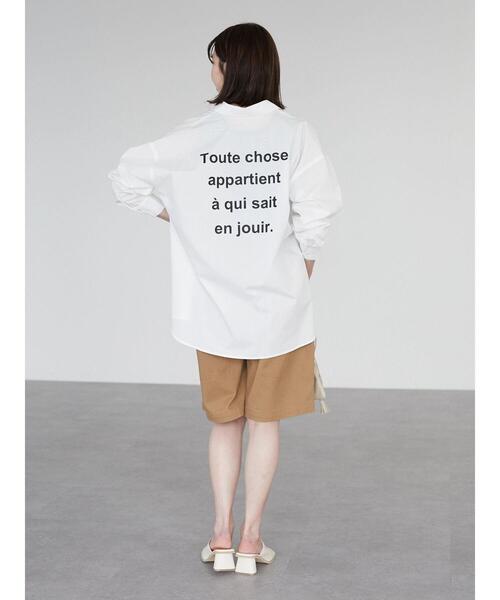 Green　Parks（グリーンパークス）の「BIGロゴシャツチュニック（シャツ/ブラウス・レディース・チェック/ストライプ/オフホワイト・FREE）」の12枚目の写真