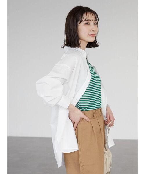 Green　Parks（グリーンパークス）の「BIGロゴシャツチュニック（シャツ/ブラウス・レディース・チェック/ストライプ/オフホワイト・FREE）」の13枚目の写真