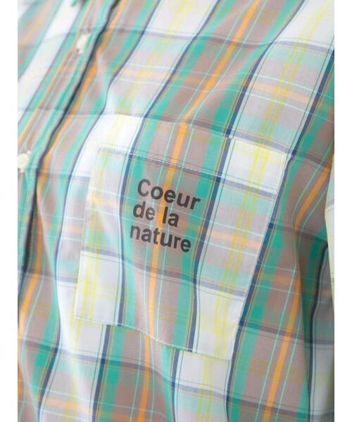 Green　Parks（グリーンパークス）の「BIGロゴシャツチュニック（シャツ/ブラウス・レディース・チェック/ストライプ/オフホワイト・FREE）」の21枚目の写真