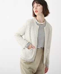 OPAQUE.CLIP | テープヤーンニット ノーカラージャケット（カーディガン）(カーディガン/ボレロ)