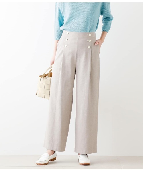 NEWYORKER(ニューヨーカー)の「ナチュラルクロス ワイドパンツ(その他パンツ・レディース・ベージュ/ネイビー・7号/11号/9号)」の2枚目の写真