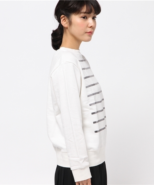 CIAOPANIC（チャオパニック）の「【Ciaopanic】箔プリントボーダー裏毛PO（Tシャツ/カットソー・レディース・ホワイト/ネイビー・FREE）」の4枚目の写真