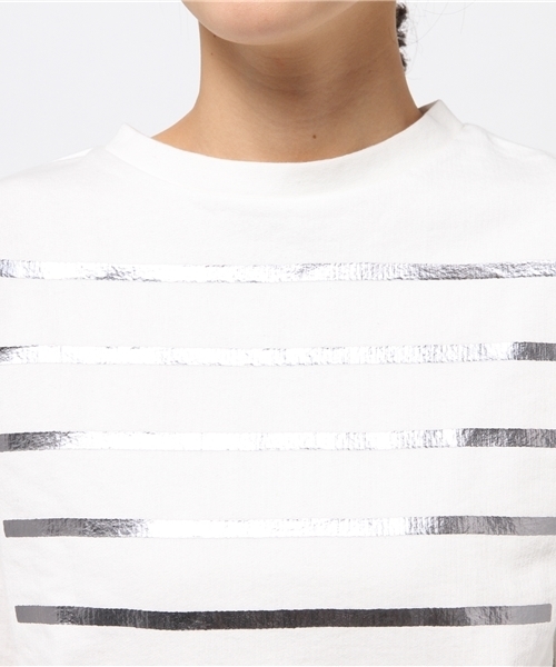 CIAOPANIC（チャオパニック）の「【Ciaopanic】箔プリントボーダー裏毛PO（Tシャツ/カットソー・レディース・ホワイト/ネイビー・FREE）」の6枚目の写真