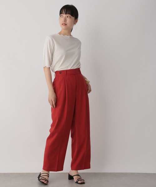 LOWRYS FARM(ローリーズファーム)の「シアーメロー5分袖 282354(Tシャツ/カットソー・レディース・ホワイト/ブラック/ブラウン/アイボリー・FREE)」の6枚目の写真