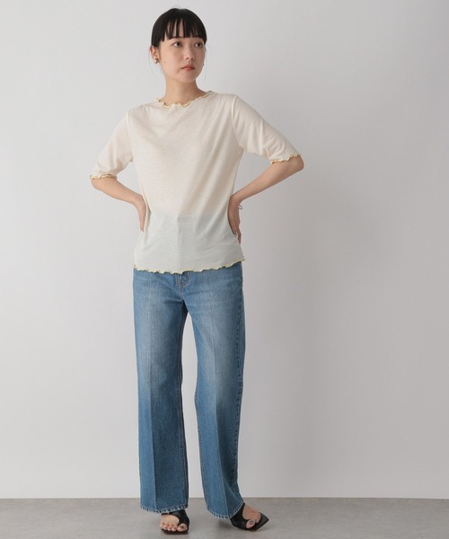 LOWRYS FARM(ローリーズファーム)の「シアーメロー5分袖 282354(Tシャツ/カットソー・レディース・ホワイト/ブラック/ブラウン/アイボリー・FREE)」の7枚目の写真
