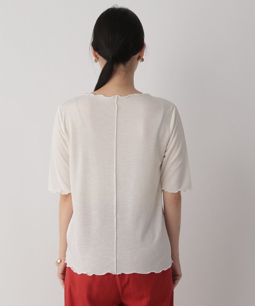 LOWRYS FARM(ローリーズファーム)の「シアーメロー5分袖 282354(Tシャツ/カットソー・レディース・ホワイト/ブラック/ブラウン/アイボリー・FREE)」の13枚目の写真