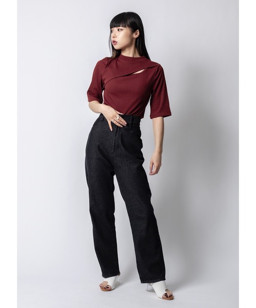 ネックスリットトップス（Tシャツ/カットソー）｜Adoon plain