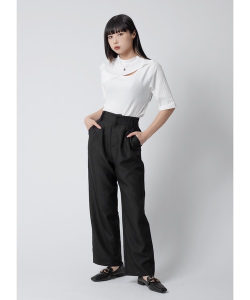 ネックスリットトップス（Tシャツ/カットソー）｜Adoon plain