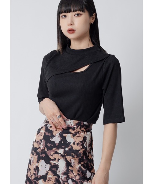 Adoon plain(アドーンプレーン)の「ネックスリットトップス(Tシャツ/カットソー・レディース・ブラック/ホワイト/ボルドー・FREE)」の9枚目の写真