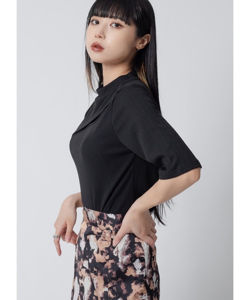 salsation トップス　半袖　ダークグレー SLY | FRONT GATHER ZIP トップス (Tシャツ・カットソー(半袖