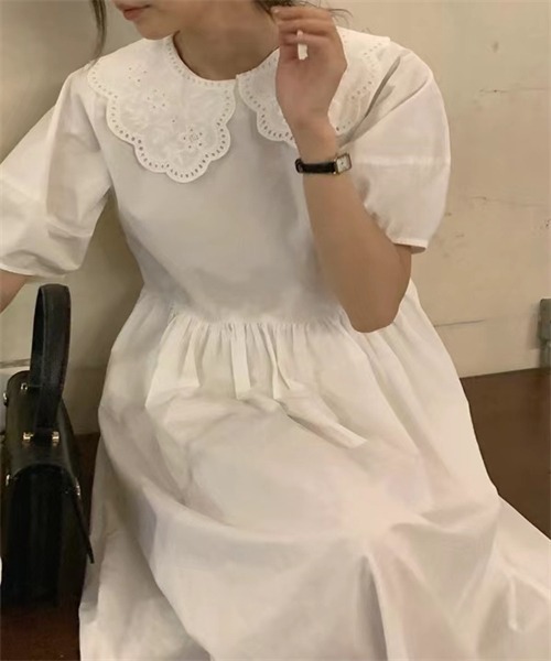 Dream garden（ドリームガーデン）の「襟刺繍ワンピース（ワンピース・レディース・ブラック/ホワイト・FREE）」の16枚目の写真