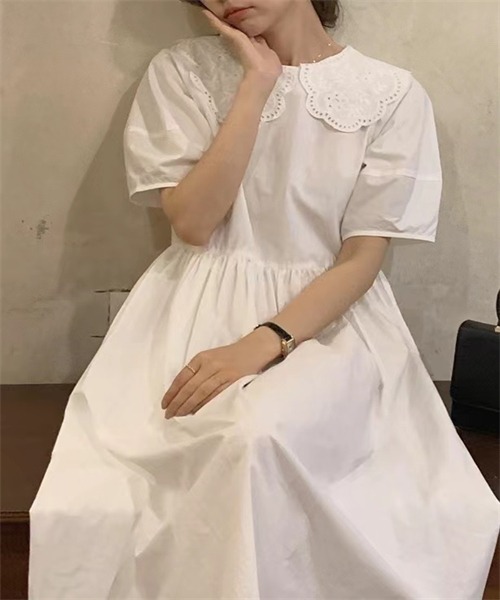 Dream garden（ドリームガーデン）の「襟刺繍ワンピース（ワンピース・レディース・ブラック/ホワイト・FREE）」の13枚目の写真