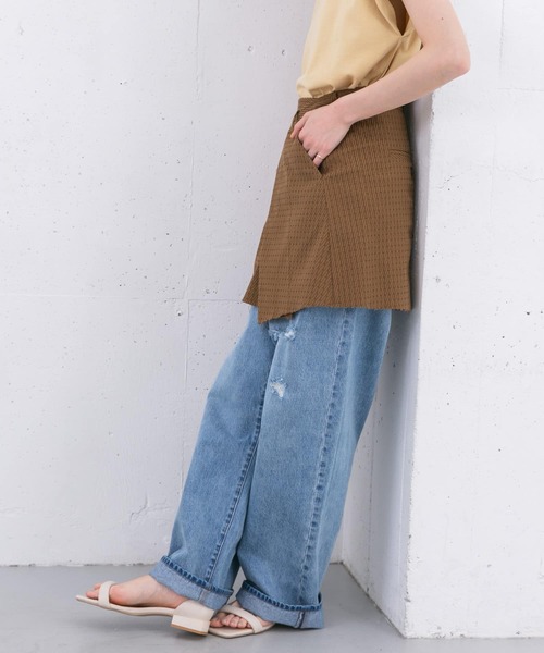 KBF(ケイビーエフ)の「リメイクラップミニスカート(スカート・レディース・グレー/ブラウン・ONE)」の3枚目の写真