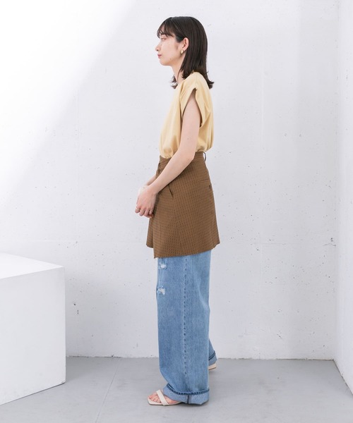 KBF(ケイビーエフ)の「リメイクラップミニスカート(スカート・レディース・グレー/ブラウン・ONE)」の6枚目の写真