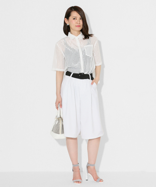 SENSE OF PLACE by URBAN RESEARCH（センスオブプレイスバイアーバンリサーチ）の「ベルト付ストライプガウチョパンツ（その他パンツ・レディース・ネイビー/ホワイト/グレー・36/38）」の17枚目の写真