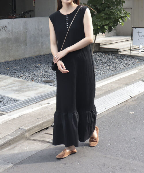 fredy emue(フレディエミュ)の「2WAYスクエア テレコワンピース(ワンピース・レディース・ベージュ/ブラック・38)」の14枚目の写真