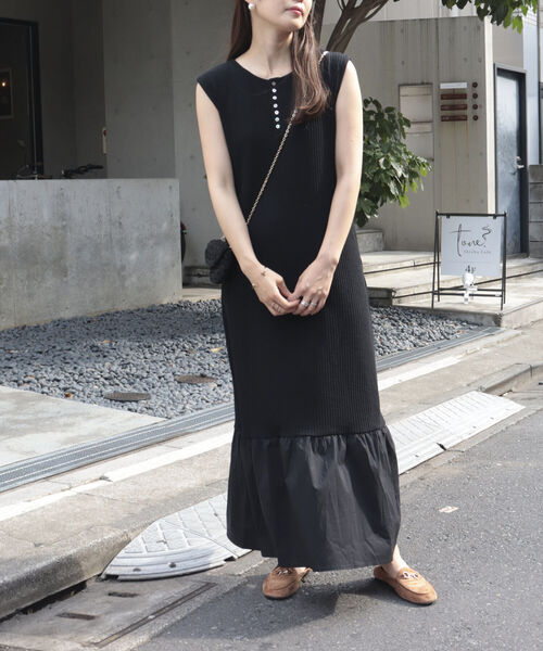fredy emue(フレディエミュ)の「2WAYスクエア テレコワンピース(ワンピース・レディース・ベージュ/ブラック・38)」の15枚目の写真