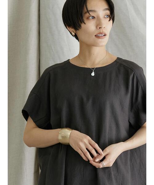 麻 贅沢リネンのバックリボンブラウス[K](T) セール】リネンブレンドバックリボンブラウス（シャツ/ブラウス