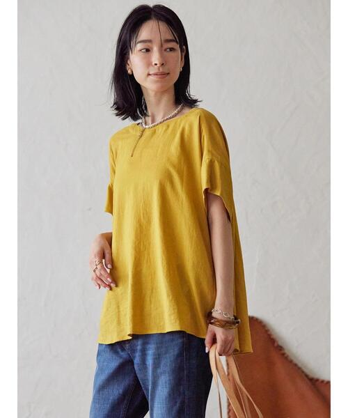 麻 贅沢リネンのバックリボンブラウス[K](T) セール】リネンブレンドバックリボンブラウス（シャツ/ブラウス