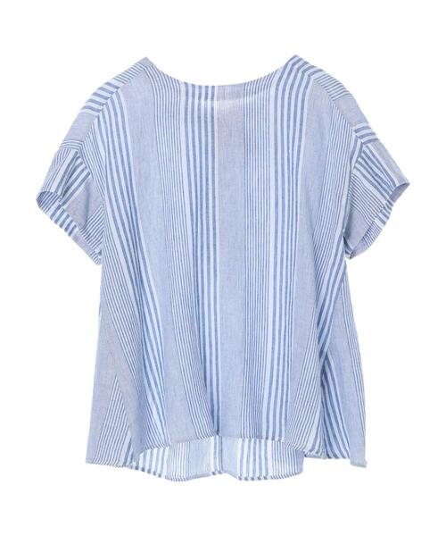 AMERICAN HOLIC（アメリカンホリック）の「リネンブレンドバックリボンブラウス（シャツ/ブラウス・レディース・イエロー/ミント/チャコールグレー/ストライプ・L/M）」の6枚目の写真