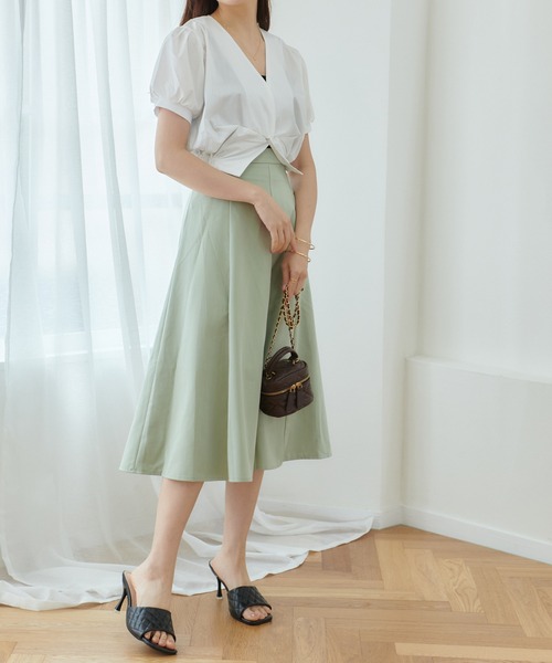 Lamoa（ラモア）の「Lamoa/Aライン 台形　フレアスカート（スカート・レディース・ブラック/グリーン/アイボリー・MEDIUM/LARGE）」の7枚目の写真