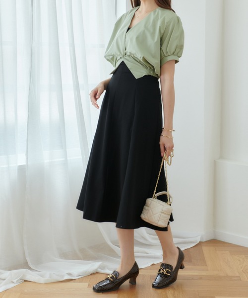 Lamoa（ラモア）の「Lamoa/Aライン 台形　フレアスカート（スカート・レディース・ブラック/グリーン/アイボリー・MEDIUM/LARGE）」の10枚目の写真