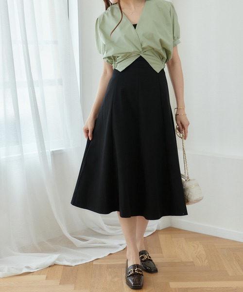 Lamoa（ラモア）の「Lamoa/Aライン 台形　フレアスカート（スカート・レディース・ブラック/グリーン/アイボリー・MEDIUM/LARGE）」の11枚目の写真