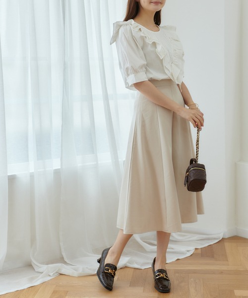 Lamoa（ラモア）の「Lamoa/Aライン 台形　フレアスカート（スカート・レディース・ブラック/グリーン/アイボリー・MEDIUM/LARGE）」の5枚目の写真