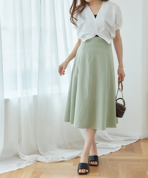 Lamoa（ラモア）の「Lamoa/Aライン 台形　フレアスカート（スカート・レディース・ブラック/グリーン/アイボリー・MEDIUM/LARGE）」の16枚目の写真