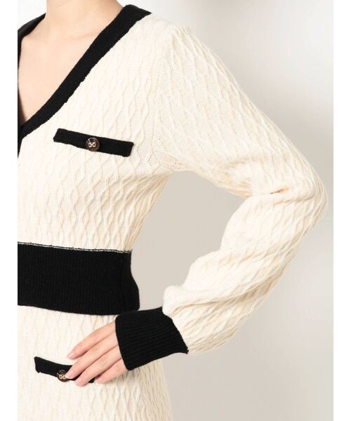 RESEXXY(リゼクシー)の「バイカラーニットカーディガン【セットアップ着用可能】(カーディガン/ボレロ・レディース・ブラック/オフホワイト/ピンク/ブルー・FREE)」の16枚目の写真