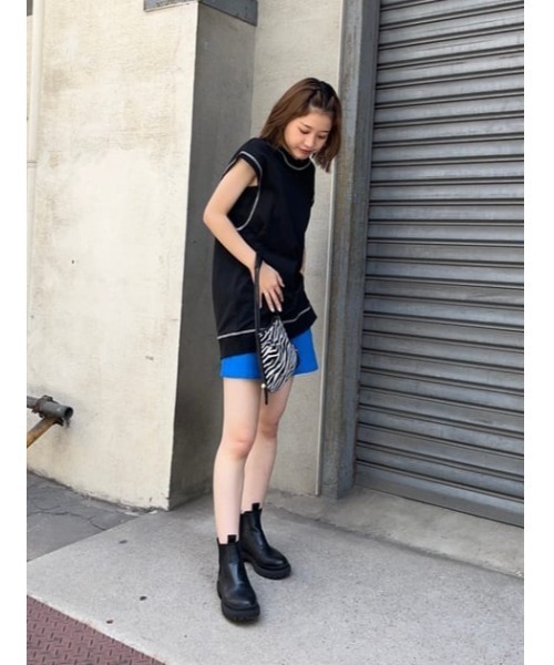 SLY（スライ）の「RELAX HW S/PT リラックス ルーズ スラックス ハイウェスト ショートパンツ（スラックス・レディース・ブルー/マルチ・1/2/0）」の18枚目の写真