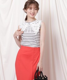 couture brooch（クチュールブローチ）の「◆【付け外し可能なレース襟付き】なめらかコットン素材タンクトップ（Tシャツ/カットソー）」