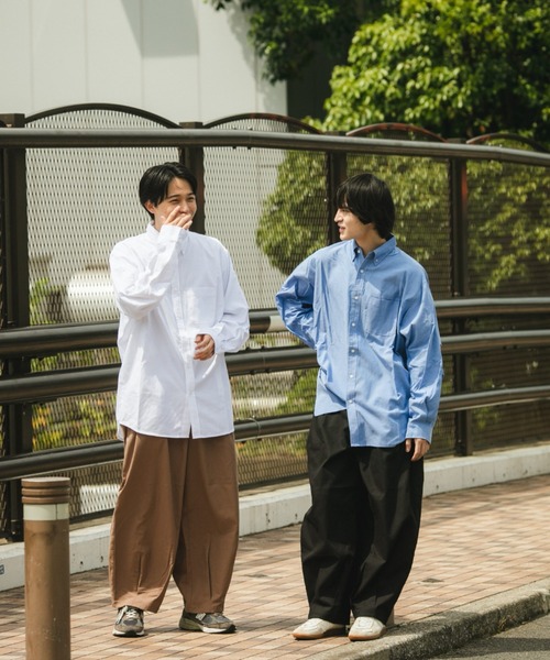 BROKEN BASE（ブロークンベース）の「ビッグシルエット袖タックシャツ（シャツ/ブラウス・メンズ・ストライプ/サックスブルー/ホワイト・MEDIUM/LARGE）」の6枚目の写真