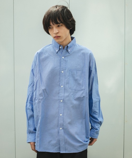 BROKEN BASE（ブロークンベース）の「ビッグシルエット袖タックシャツ（シャツ/ブラウス・メンズ・ストライプ/サックスブルー/ホワイト・MEDIUM/LARGE）」の9枚目の写真
