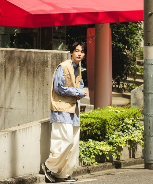 BROKEN BASE（ブロークンベース）の「ビッグシルエット袖タックシャツ（シャツ/ブラウス・メンズ・ストライプ/サックスブルー/ホワイト・MEDIUM/LARGE）」の21枚目の写真